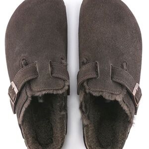 Birkenstock - Boston Shearling Suede Leather Mocha - Gently Used
